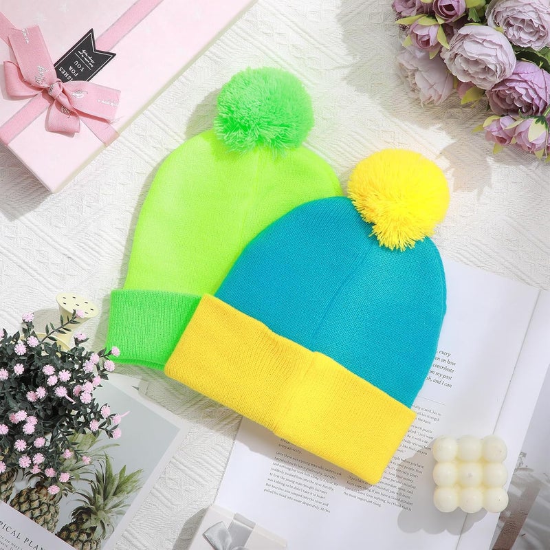 Shinymoon 2 Pcs Knit Pom Beanie Hat Halloween Character Cosplay Headwear Knitted Pompom Cuff Women Men's Winter Beanies - Image 5
